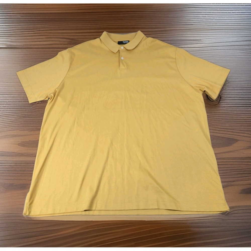 Murano Liquid Luxury Polo Shirt Mens XL Yellow Short Sleeve Cotton Super Soft‎